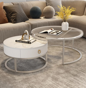 Modern mobilya sehpa çay masası eğlence merkezi masa altın Metal çerçeve mermer veya cam üst - Product Image 3
