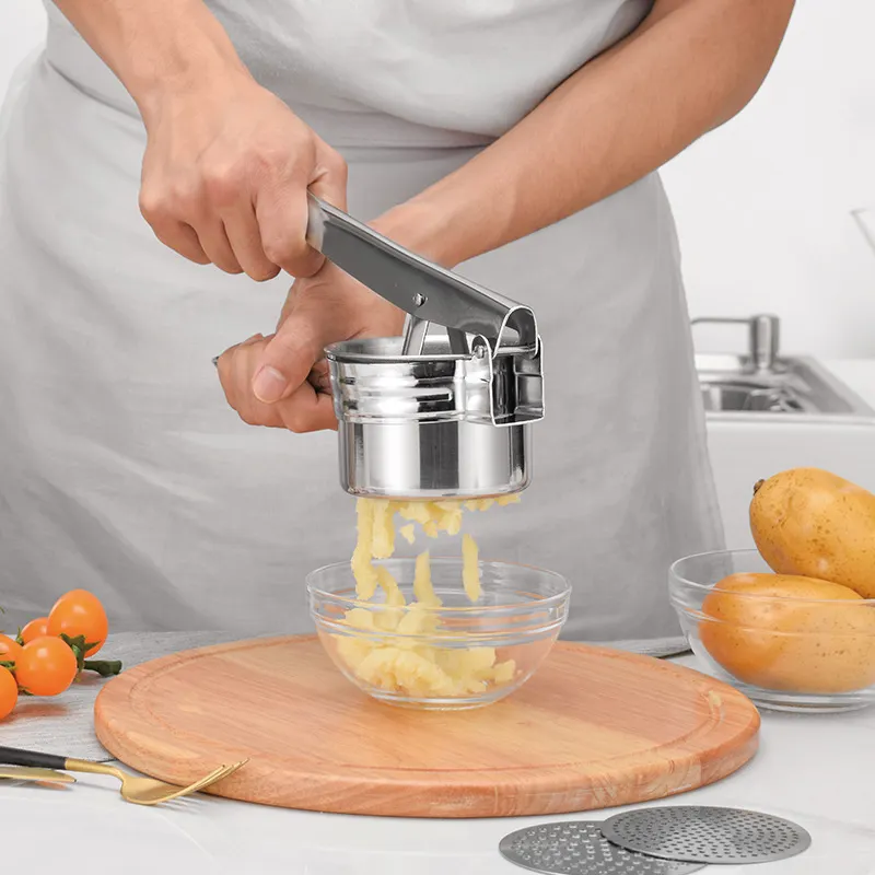 Trituradora de ajo de acero inoxidable, herramientas para frutas y verduras, prensadora personalizada para patatas fritas, 2023