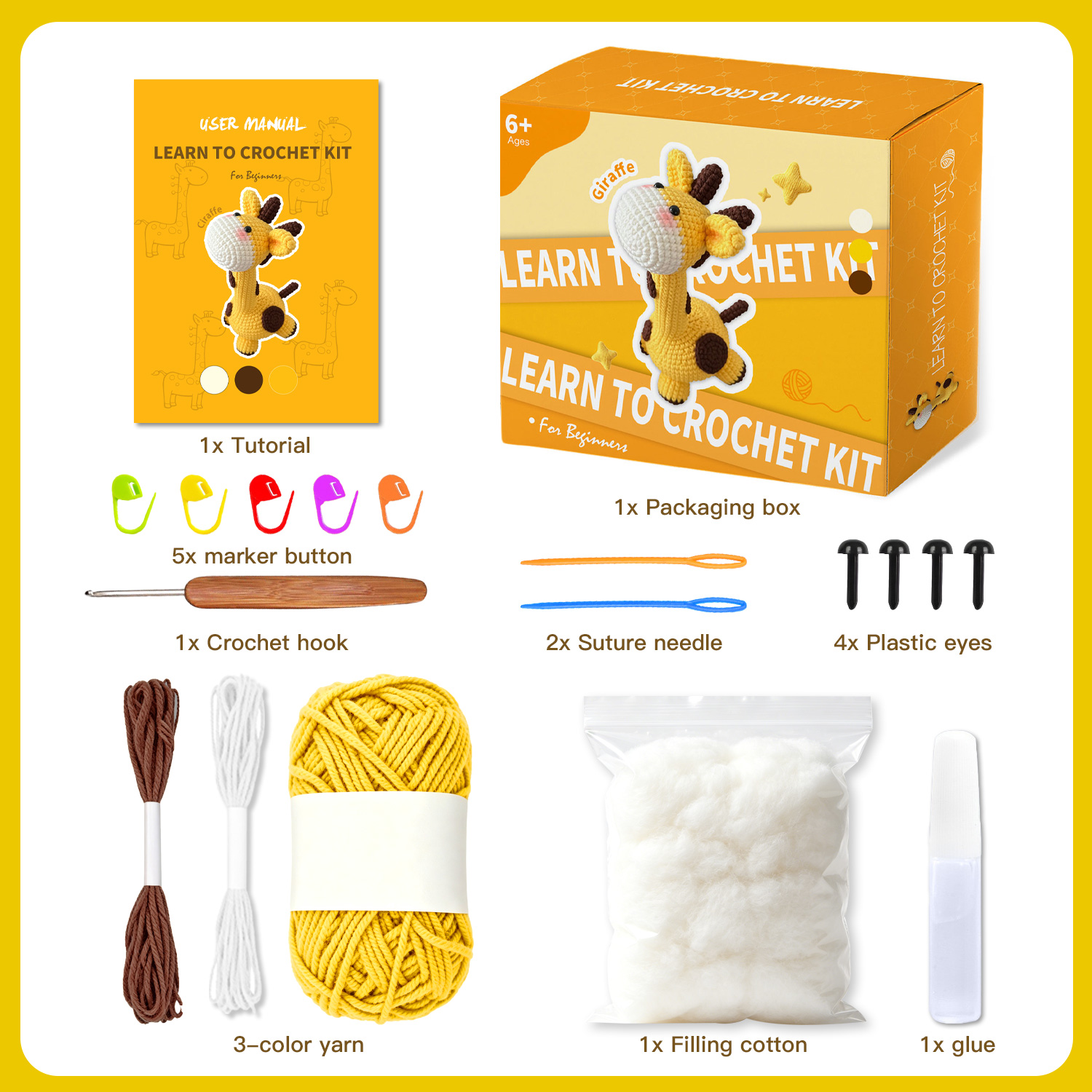 Kit de crochet 5 fils girafe