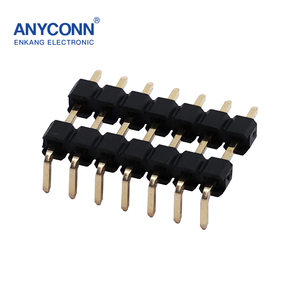 หัวเข็มแนวนอนแถวเดียวหัวมุมขวาขั้วต่อพลาสติกคู่ขั้วต่อ PCB STM พร้อมหัวพินเดี่ยว