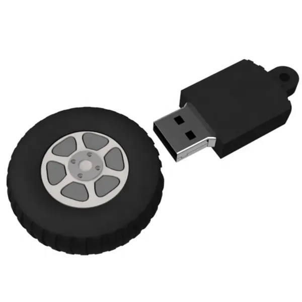 AiAude PVC personalizado logotipo en forma de neumático de coche llavero de goma unidad flash USB 8GB 16GB 32GB pendrive con paquete de caja de lata de regalo