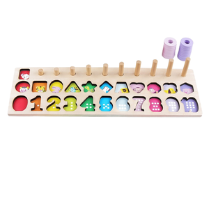 木製の忙しいボード2〜4歳の子供の数学パズルカウント形状とカラーマッチ釣りゲームセット - Product Image 3