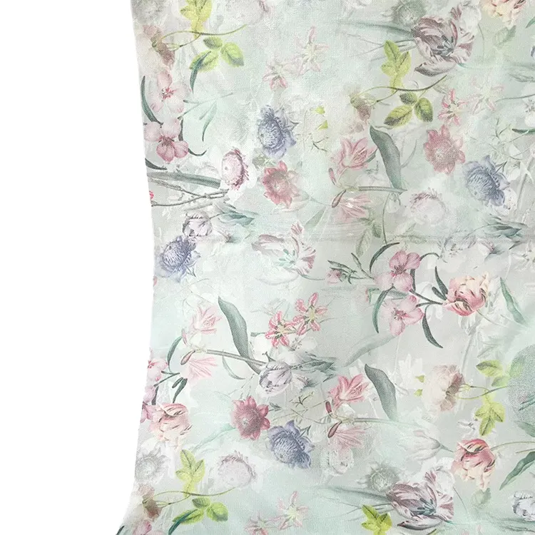 Impressão digital personalizada 100D tecido chiffon impresso tecido vestido chiffon para vestuário