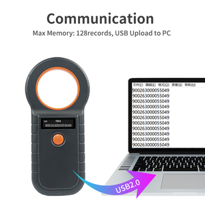 เครื่องสแกนไมโครชิป134.2kHz และ125kHz เครื่องอ่านชิป FDX-B พร้อมบันทึกการจัดเก็บ128สำหรับสุนัขแมว - Product Image 5