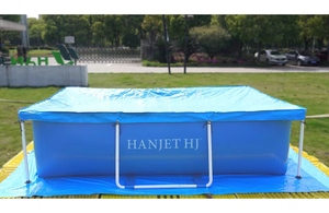 Hồ bơi hình chữ nhật khung kim loại màu xanh gia đình Mùa hè vui vẻ Vật liệu PE không có hại - Product Image 2