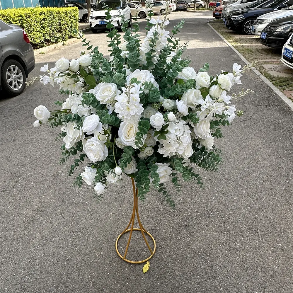Ifg Hot sellings60cm bạch đàn hỗn hợp hoa trắng bóng cho đám cưới Bảng trung tâm miếng