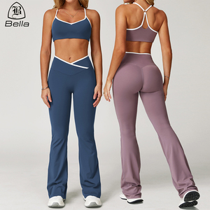 Tùy Chỉnh Ropa Deportiva Dama Thoáng Khí Mềm Mại Thoải Mái Sportsuit loe Xà Cạp Tập Thể Dục Trang Phục Tập Thể Dục Phòng Tập Thể Dục Mặc Yoga Bộ - Product Image 1
