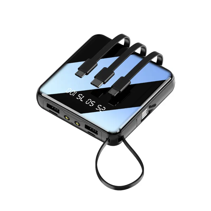 Iphone Mini güç banka çantası 18650 pil 5000 mah 20000 mah taşınabilir cep telefonu şarj cihazı taşınabilir şarj cihazı 4 kablo