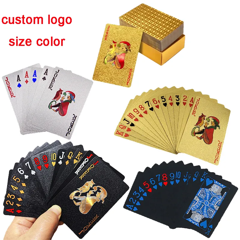 Cartas de jogo de poker 500 euro, folha de ouro, boa qualidade e barato, 100, cartas de plástico, jogando, logotipo personalizado, tamanho colorido, jogos esportivos, vermelho