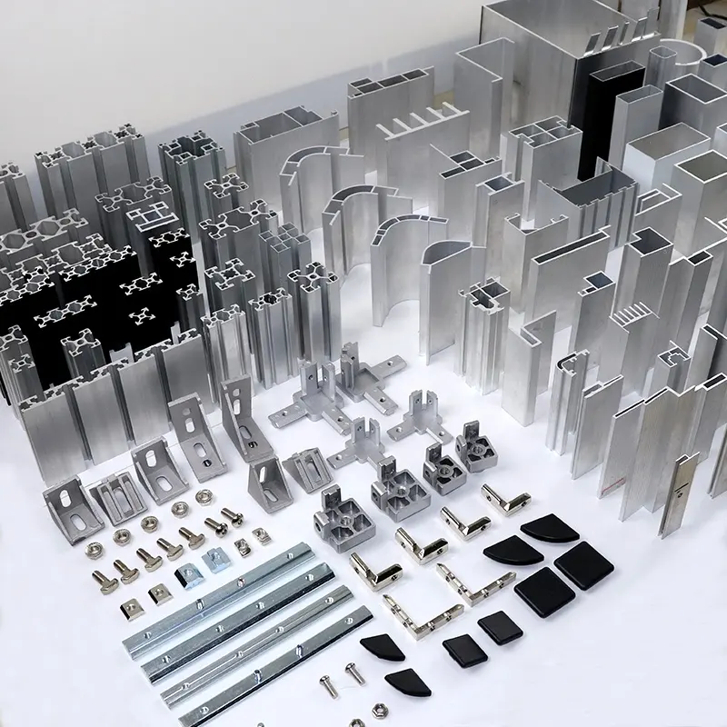 2020 4040 6063 accessoires en alliage d'aluminium cadre en aluminium anodisé noir industriel personnalisé v t fente profilé en aluminium d'extrusion