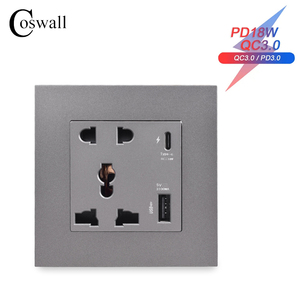 COSWALL电脑面板电源插座类型-C接口18w智能快速充电USB端口国际通用壁式插座 - Product Image 5
