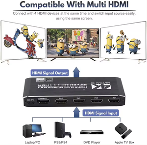 V2.0 4X1HDMIスイッチ3D4 K * 2K @ 60Hz 4K 60Hz 4x1 HDMI2.0bスイッチャーセレクターは、リモートコントロール自動スイッチでHDCP2.2をサポートします - Product Image 3