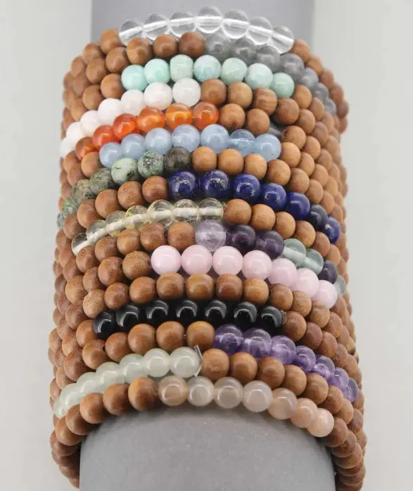 Zooying – Bracelet de perles de Mala en bois de santal élastique, multicolore, populaire, à la mode, 2023
