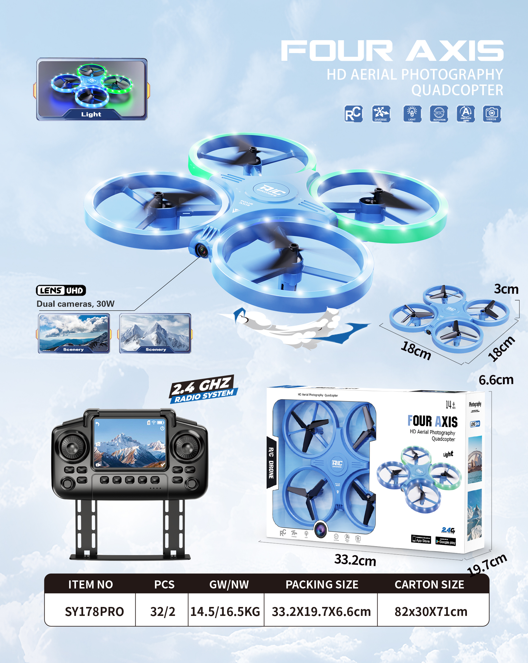 Écran LCD bleu-SY178PRO-2,4 pouces