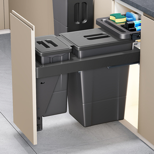 Cubo de basura doble de reciclaje oculto de cierre suave automático HNOSS cubos de basura extraíbles de cocina - Product Image 6