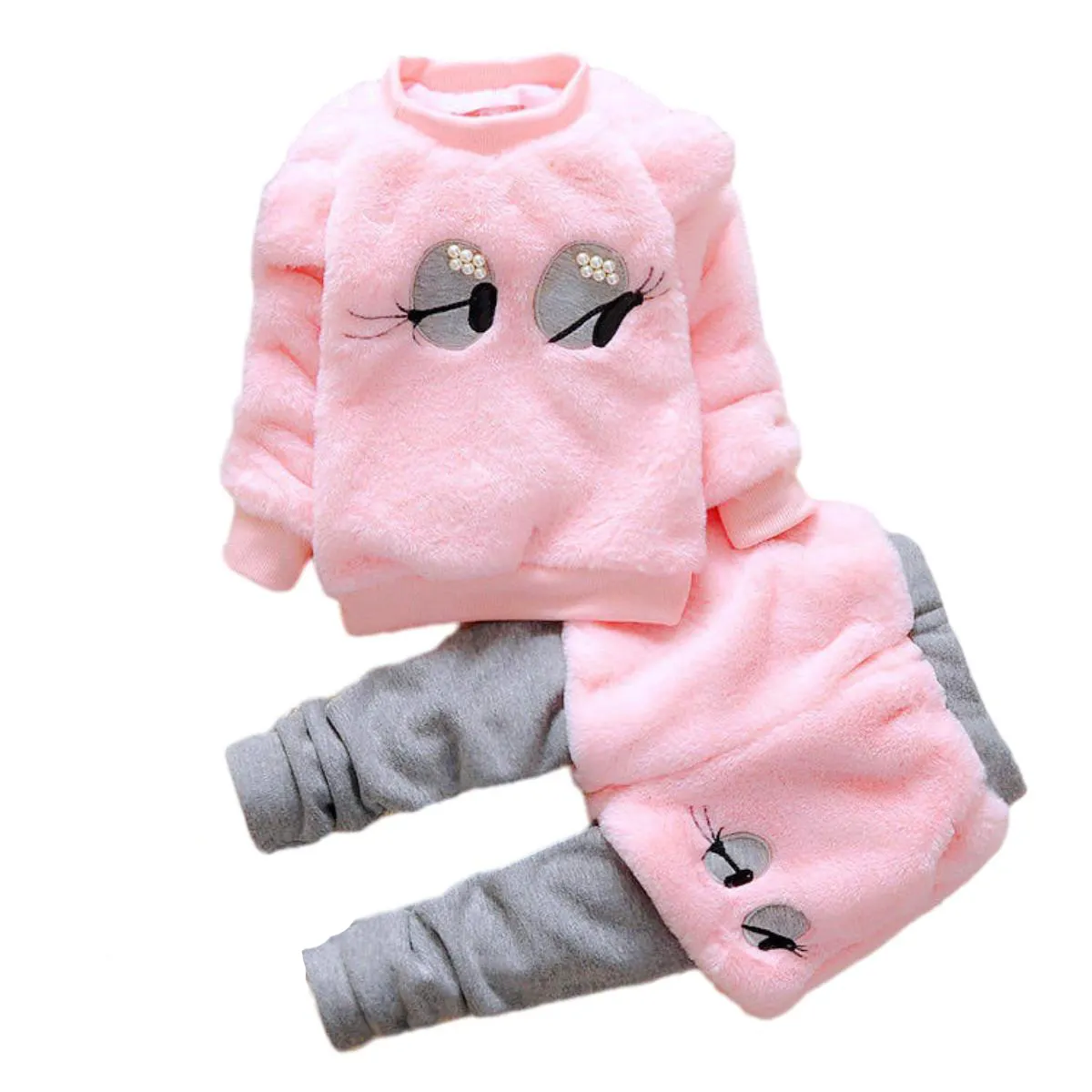 Conjunto de ropa de invierno de 2 piezas para niñas pequeñas, sudadera y pantalones de dibujos animados