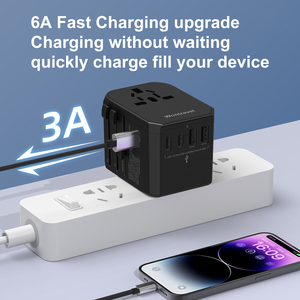 Wontravel OEM ODM 2 USB 3 Type-C多旅行适配器墙壁插头插座通用旅行插头适配器