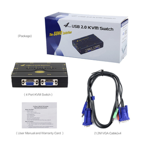 JideTech 4ポートVGA KVMスイッチUSBハブ & オーディオサポートワイヤレスキーボードマウス接続とプッシュボタン切り替え機能 - Product Image 5