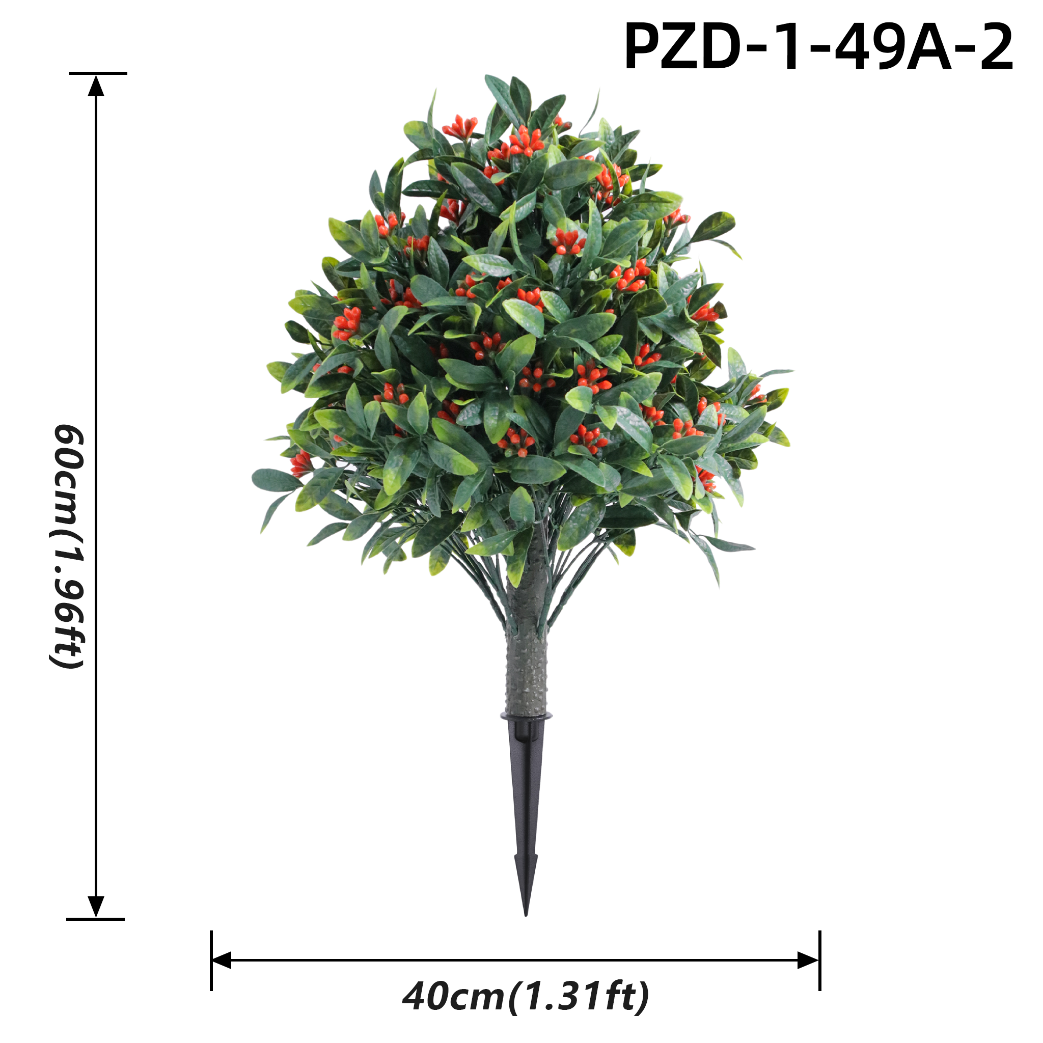 Green Artificial Shrub With Dense Orange Berries Garden Spike