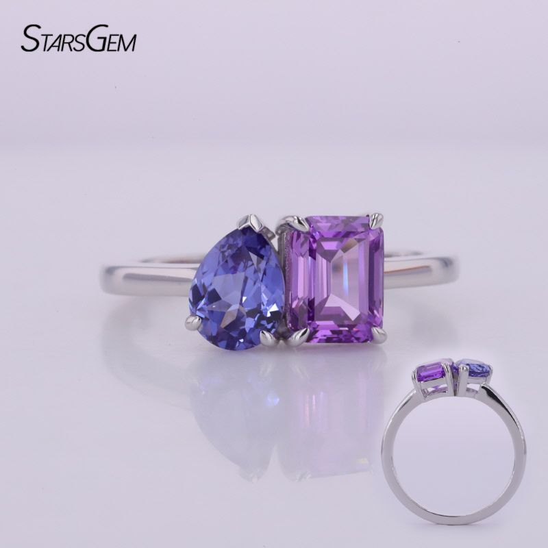 Pear+Emerald (moissanite /gemstone)