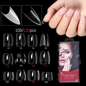 เล็บปลอมทรงสี่เหลี่ยมใส/ธรรมชาติ100/120ชิ้นเล็บปลอมแบบฝรั่งเศส - Product Image 1