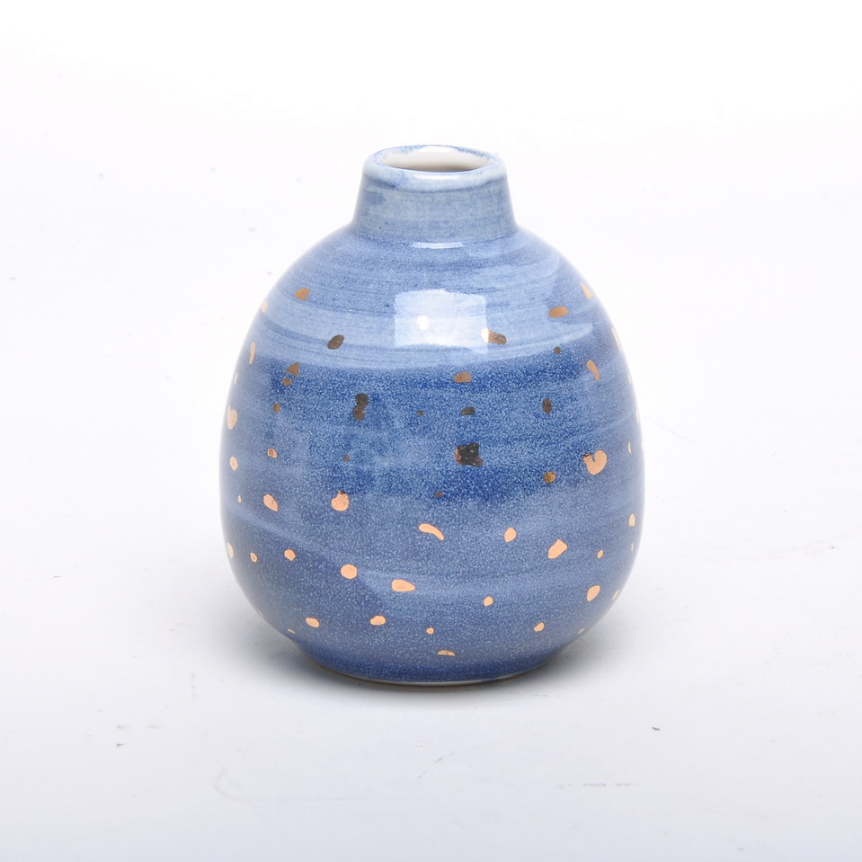 Modern Christmas decorative ceramic vase ceramic mini vase with golden pattern for house decor
