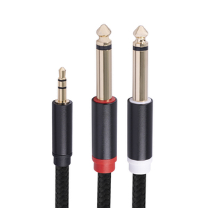 スピーカーオーディオケーブル3.5mmからダブル6.35mm補助ケーブル2モノラル6.5ジャックから3.5オス電話からミキサーアンプ6.35アダプター - Product Image 1