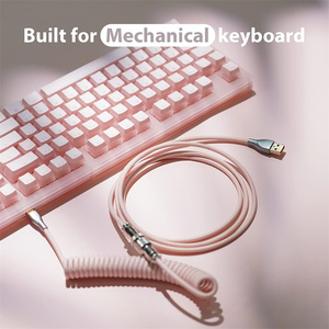 2024 Unique Macaron Coiled USB C <strong>Keyboard</strong> Cable Nylon Jacket <strong>Type</strong>-C Connectors for Gaming Mechanical <strong>Keyboard</strong> Wire - Product Image 4