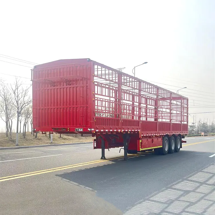 Preço de fábrica de transporte de gado de carga semi-reboque de carga com cerca lateral alta de 3 eixos