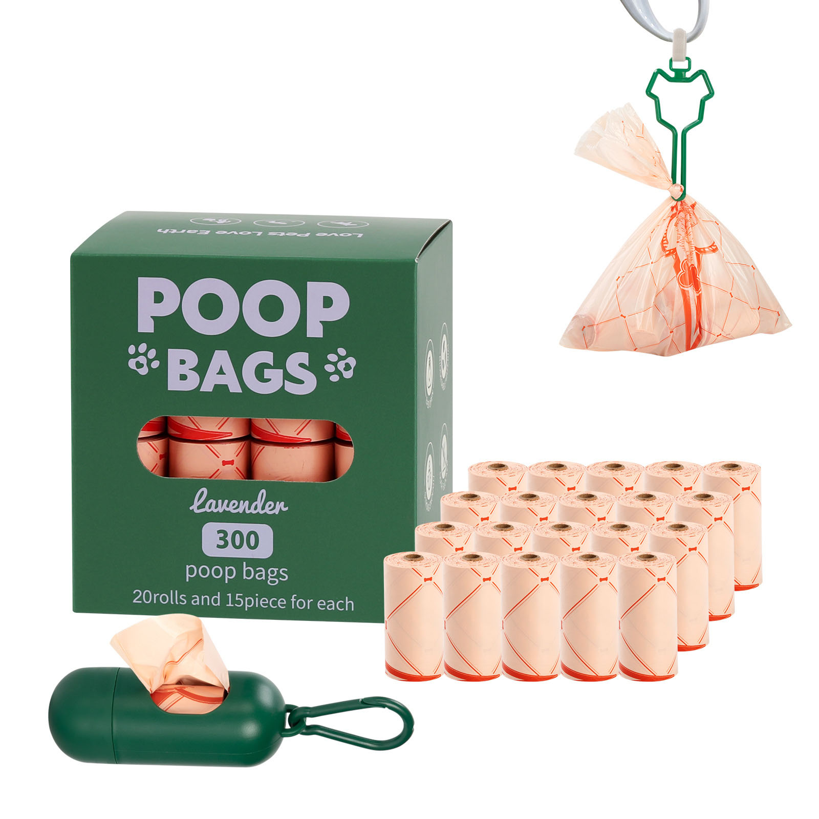 20 rollos de beige+dispensador+clips