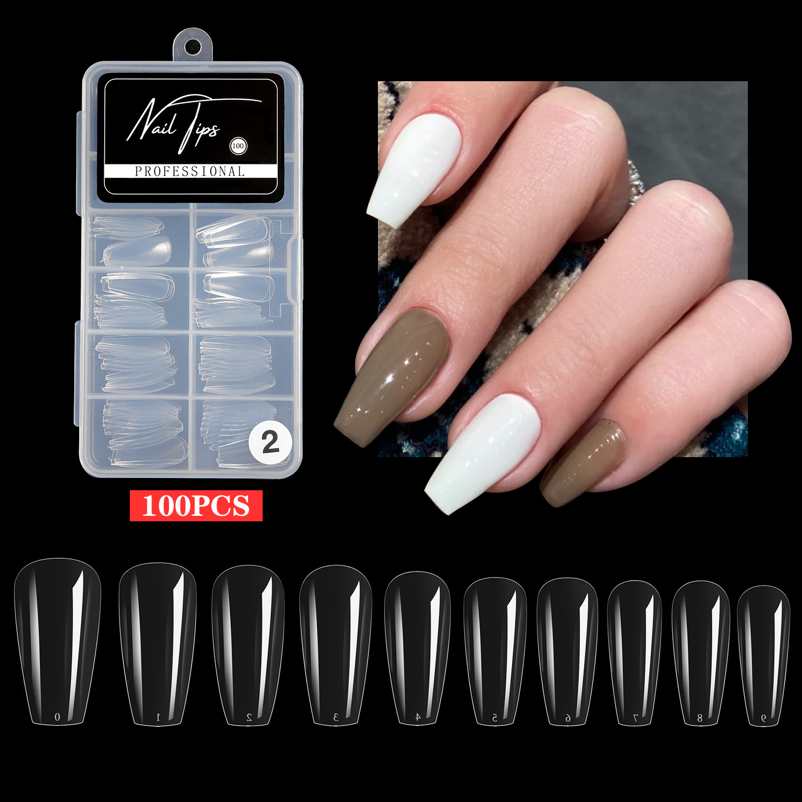 Almond transparent 100pcs traceless nail