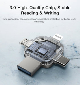 Memoria Flash 4 en 1, unidad Flash USB 3,0, interfaz de lectura, velocidad de 110 M/S, escritura de 30 MB/S, OTG, para interfaz USB/Micro/tipo-c