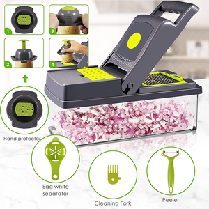 16 in 1 sebze dilimleme kesici ile 8 bıçak soğan sebze doğrayıcı kesici patates domates havuç temizleme butonu ile - Product Image 2