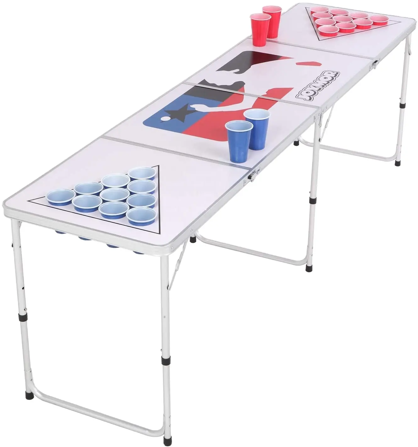 Custom Opvouwbare Bierpong Speltafel Stevige 8 Voet Draagbare Opvouwbare Achterklep Bier Pong Tafel Met Gat