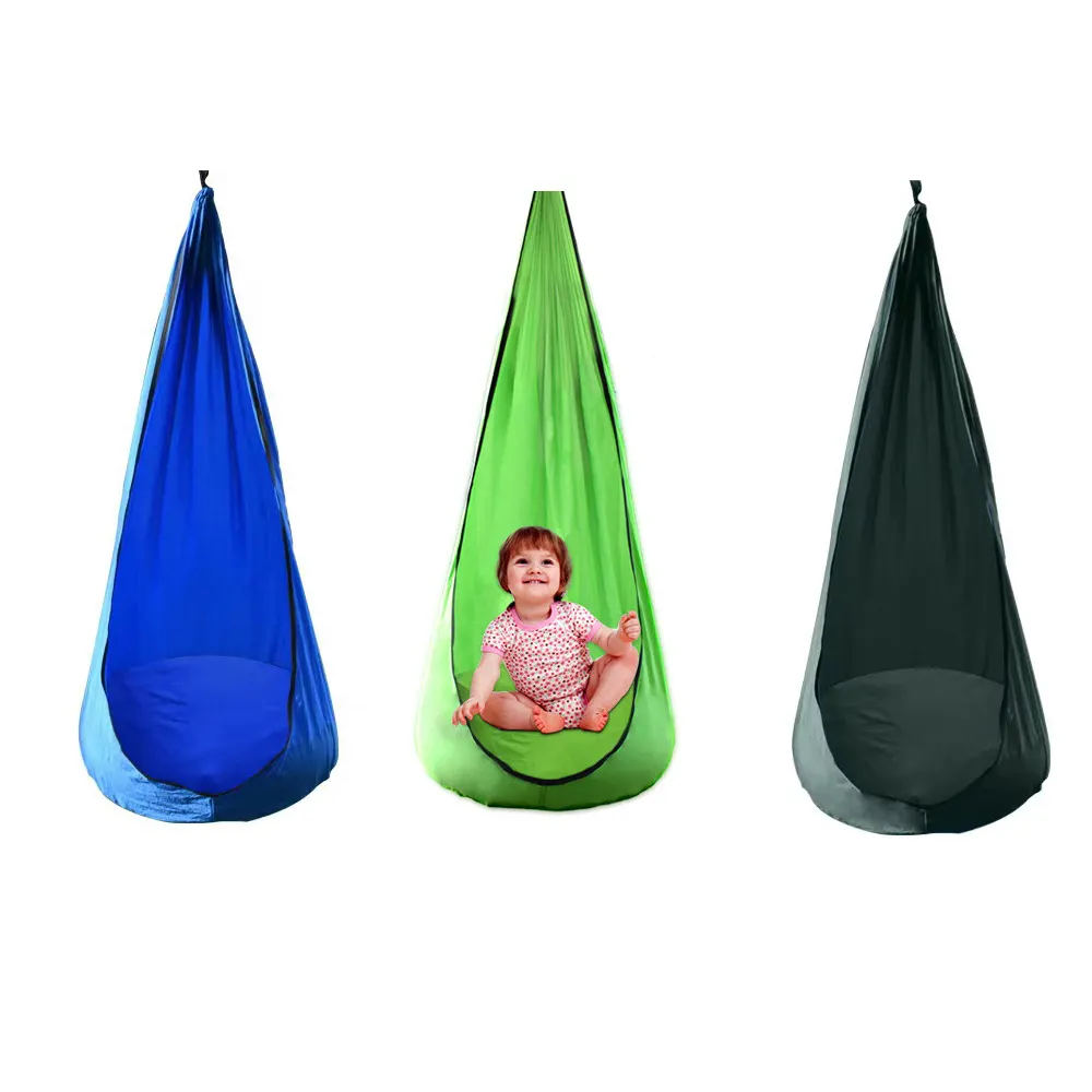 Grappige Parachute Doek Indoor Outdoor Kids Pod Sensorische Schommel Stoel Hangmat Stoel Met Opblaasbaar Kussen