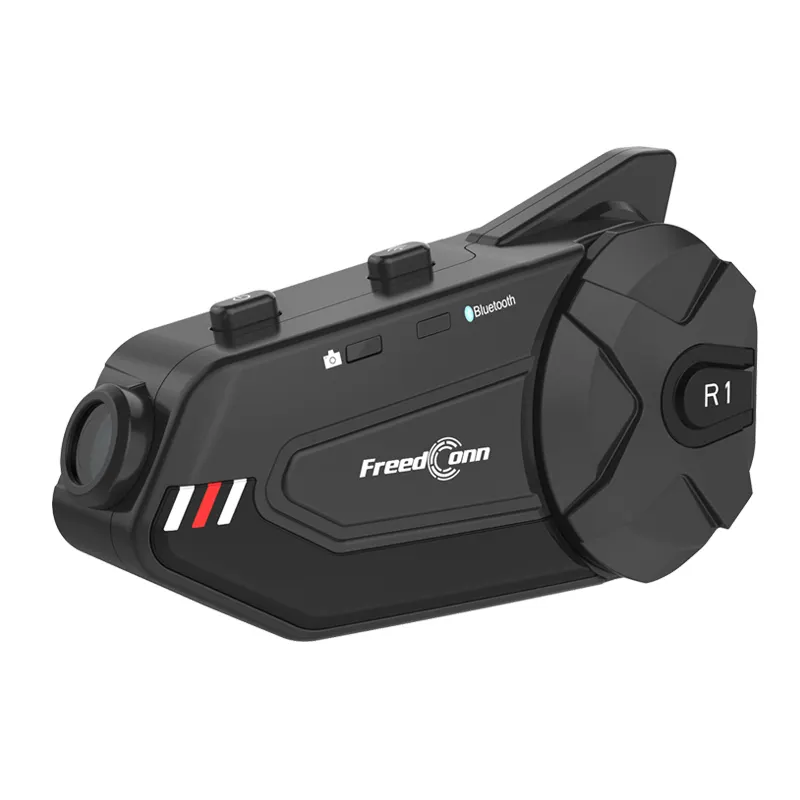 FreedConn R1-Plus Motocicleta Gravador de Vídeo À Prova D' Água 1000M 6-rider Grupo Capacete de Moto Intercomunicador Fone De Ouvido Do Bluetooth FM Kit