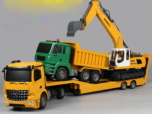 RCトラックフラットベッドセミトレーラー1: 202.4Gエンジニアリングトラクターリモートコントロール建設ダイキャストモデルキッズエレクトロニクスおもちゃ