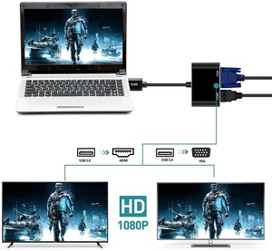 USB3.0 <strong>to</strong> <strong>VGA</strong> HD MI Adapter Converter Support HD MI <strong>VGA</strong> Sync <strong>Output</strong> 1080p Compatible with Windows 7/8/8.1/10 Monitor Display - Product Image 2
