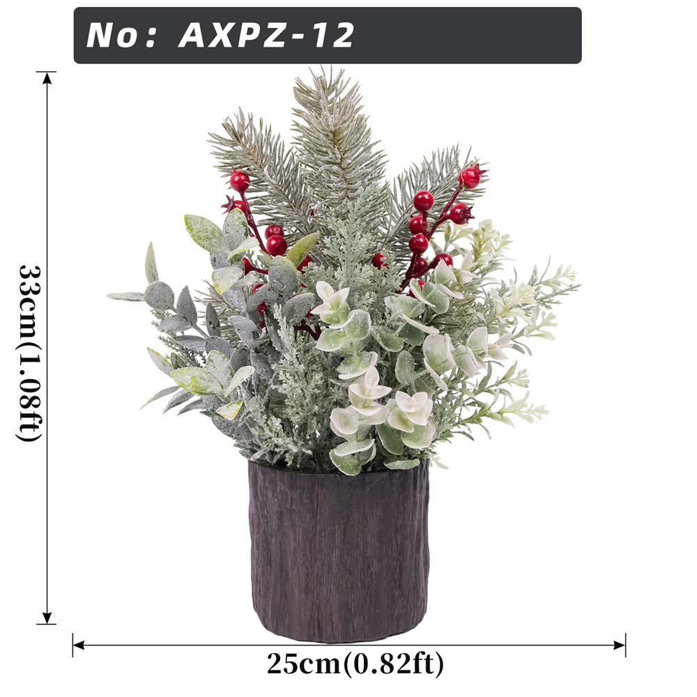 Tall Frost Pine Red Berry Artificial Xmas Potted Plant