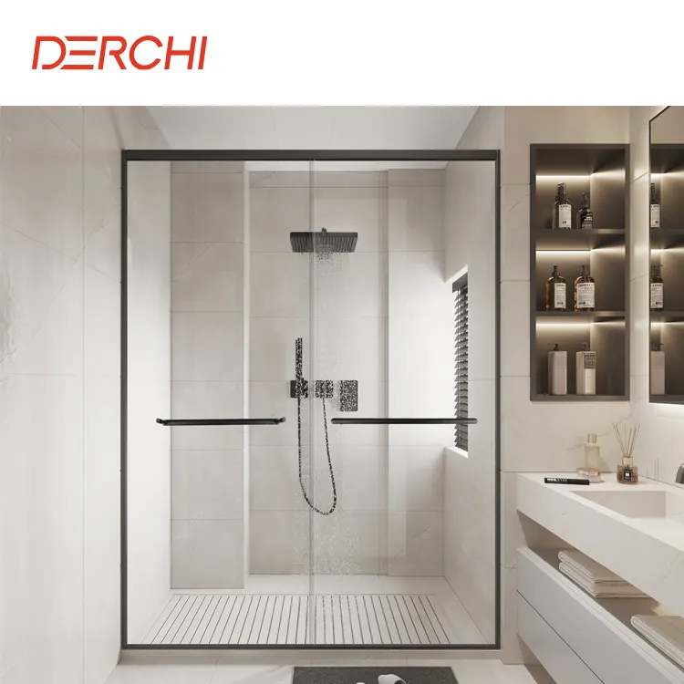 Cabine doccia personalizzate per appartamento per bagno porta doccia scorrevole moderna in vetro temperato