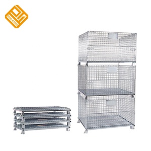 Jaula de malla de alambre de acero de alta resistencia apilable con cerradura plegable de almacenamiento de almacén - Product Image 3