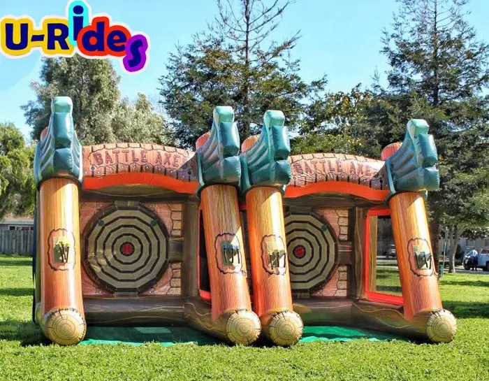 Newest inflatable 3D flying throwing interactive sport game inflatable axe throwing game for sale