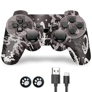 Gamepad inalámbrico recargable mejorado con controlador de Joystick de choque de retroalimentación de vibración para juegos de PS3 y PC - Product Image 1