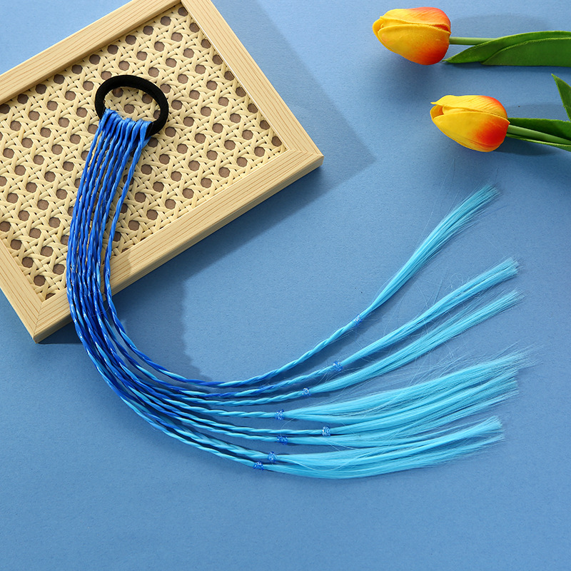 4royal blue gradient to sky blue-1 hair tie with 8 small braids
