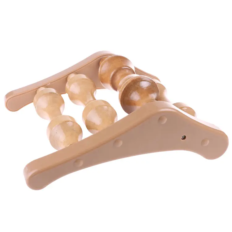 Wooden cervical spine massager Mini handheld Neck massage Triangulation Therapy instrument Wooden roller massager
