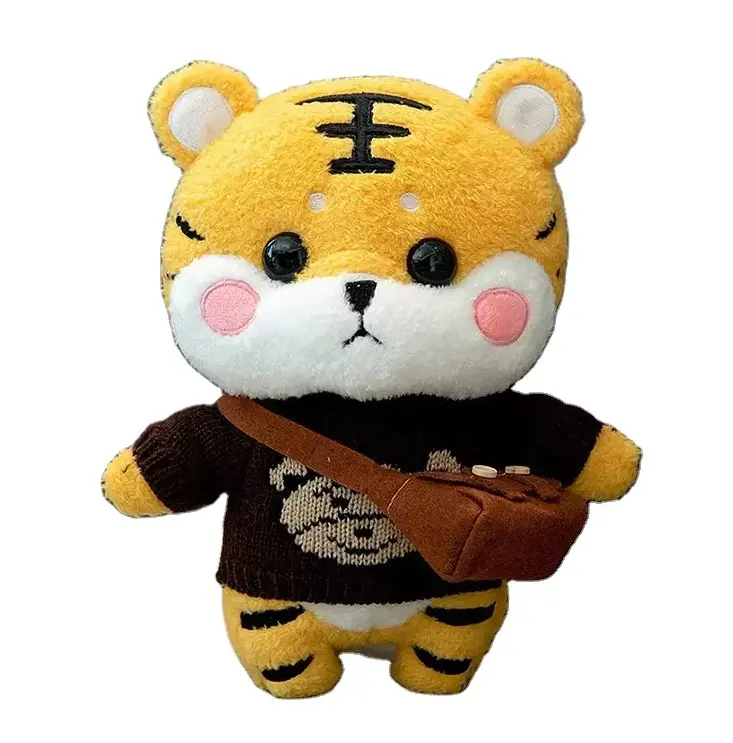 Muñeco de tigre pequeño J422 de alta calidad con un suéter, muñeco de tigre para enviar a la gente como regalo, ropa de cambio de peluche, juguete animal