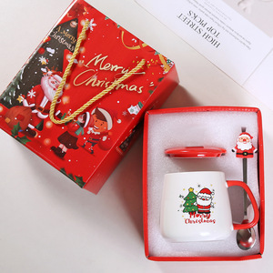 卸売高級ギフトセットカスタムロゴ付きクリスマスギフトマグ印刷カップコーヒーマグスプーンと蓋付きギフトセット - Product Image 1