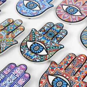 İyi şanslar nazar koruma muska Fatima Hamsa el İçecekler Coaster seramik el ev dekorasyon için - Product Image 3