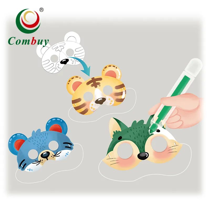 水彩ペンDIY漫画動物ペーパーマスク着色玩具