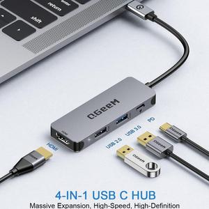 4in1USBCハブQGeeMHDMI4Kアダプター100WPDUSB3.05Gbps Thunderbolt 34 Window s MacBoo kPro上のMacOS10と互換性があります - Product Image 2
